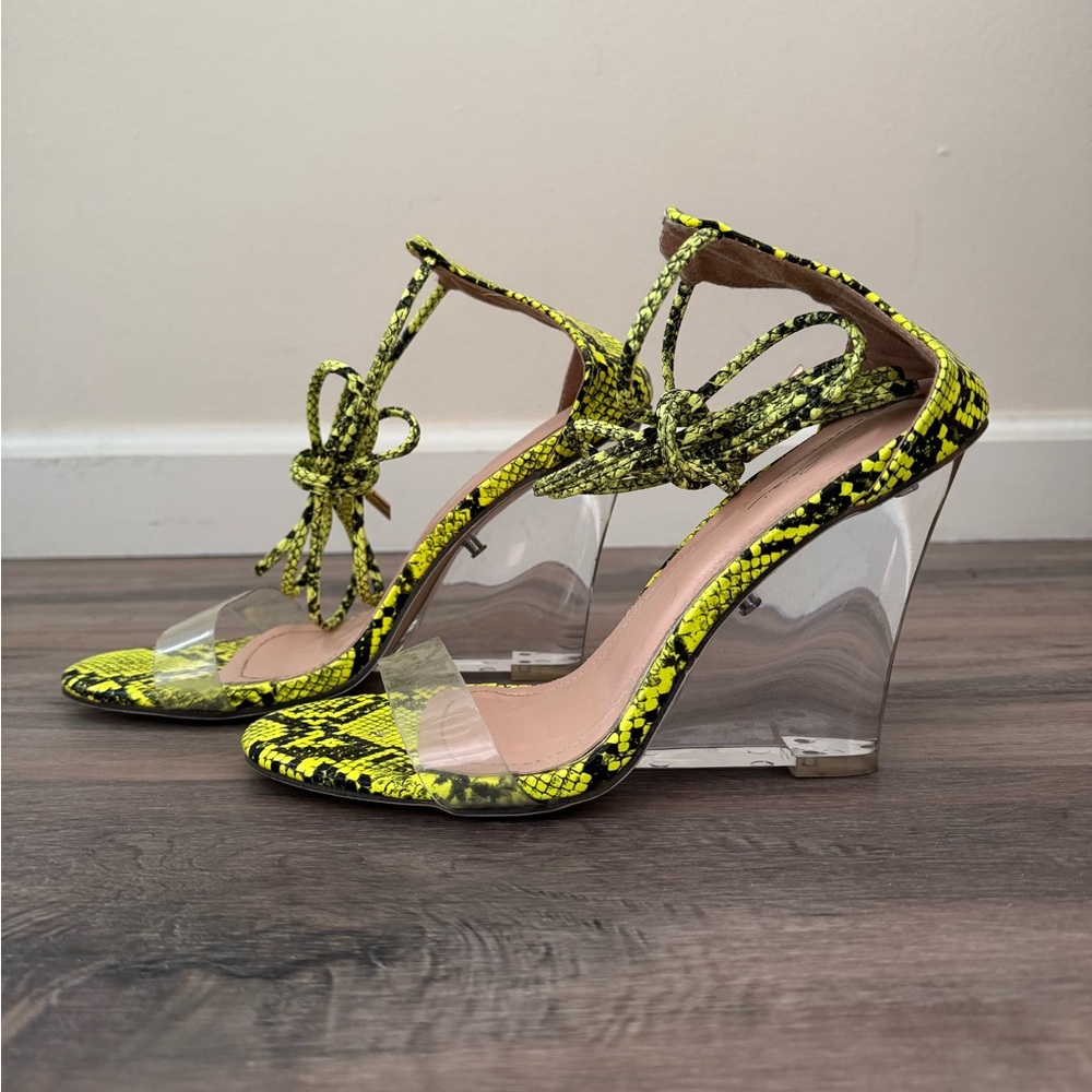 Cute Tie Up Neon Lucite Heels